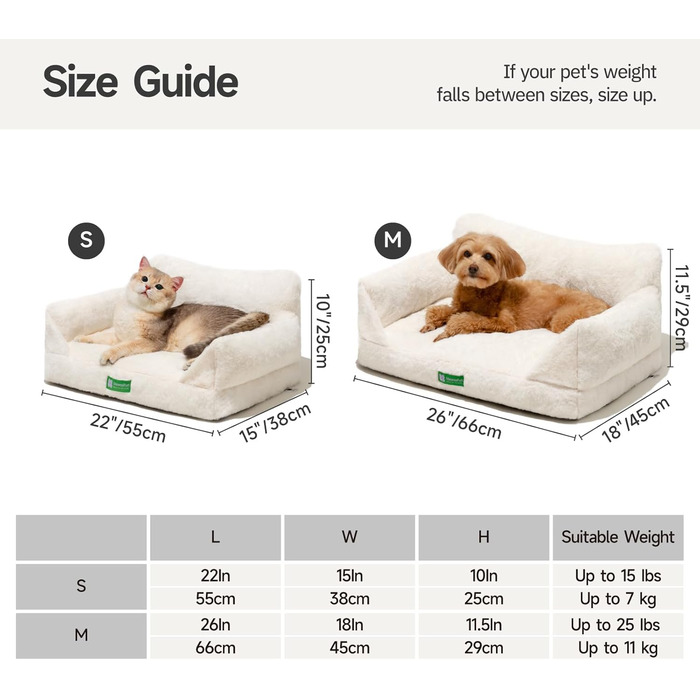 MEWOOFUN Cat Sofa, Cat Bed for Indoor Cats, Cute Kitten Bed Pet Sofa with Removable, Washable Cover and Non-Slip Bottom for Small Dogs (White, S)