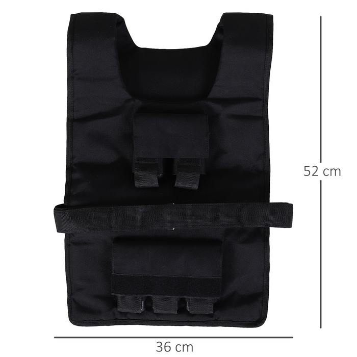 HOMCOM 30 kg Weight Training Vest - Adjustable Weight Vest for Strength Training, Oxford and Iron, Black, 36x52cm