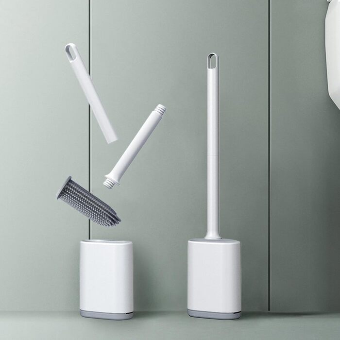 Силіконова щітка для унітазу Klobürste з кріпленням на стіну без свердління, швидковисихаючий тримач, набір (білий)