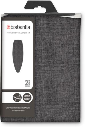 Чохол для прасувальної дошки Brabantia, бавовна, джинсовий чорний, розмір D (135 x 45 см), 8 мм піна, денім, чорний