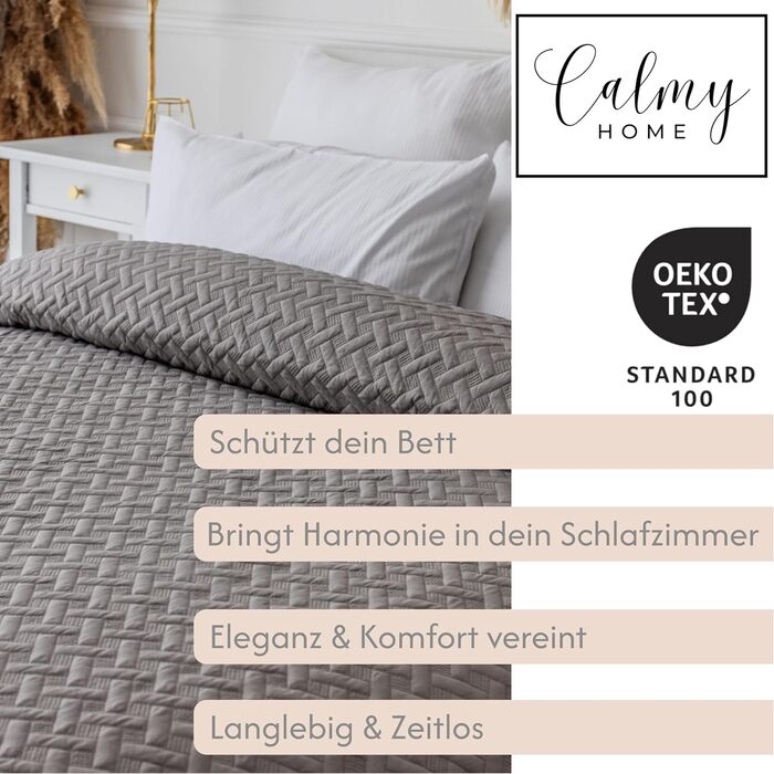 Daybed Cover 200x220 Grey Bedspread Throw Bed Throw Sofa Throw Quilted Blanket Sofa Blanket Throw Blanket Bed Covers XXL Overbed Cover Quilted Daybed Covers Quilted Quilt Bedspread