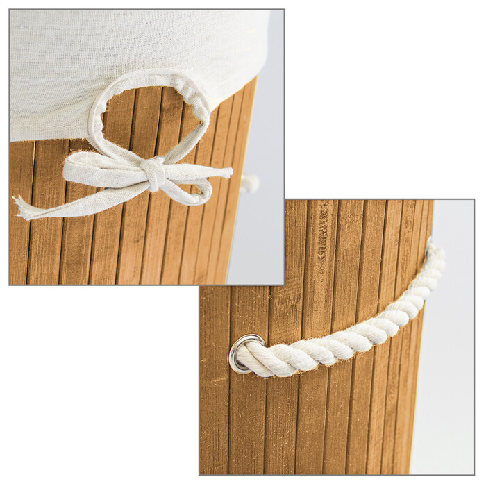 Relaxdays Bamboo Laundry Basket Round