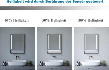 Дзеркало для ванної кімнати AQUABATOS з підсвічуванням 100x70 см LED з антизапарюванням, сенсорним вимикачем, 3 кольорами світла та регулюванням яскравості