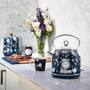 Laura Ashley Elveden Stainless Steel Cordless Electric Kettle - 1.7L, 2.2kW, with Temperature Display & Overheat Protection