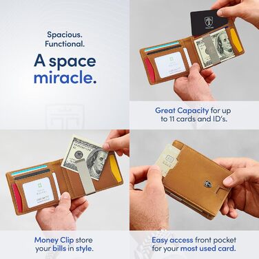 Чоловічий шкіряний гаманець TRAVANDO Autin з RFID-захистом, гаманець для грошей, картхолдер для чоловіків, подарункова коробка, чорний/помаранчевий (стандартний розмір, колір: коньячний)