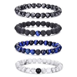 Чоловічий браслет з тигровим оком – еластичний браслет з кристалічних намистин 8 мм (4 кольори: блакитний, сірий, чорний, блакитний)