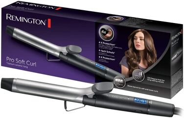 Стайлер для локонів Remington Pro Soft Curl [25mm] CI6525: цифровий, з LCD-дисплеєм, 130-220°C, керамічне покриття, 4-х рівневий захист, антистатичний, для м'яких локонів середнього розміру
