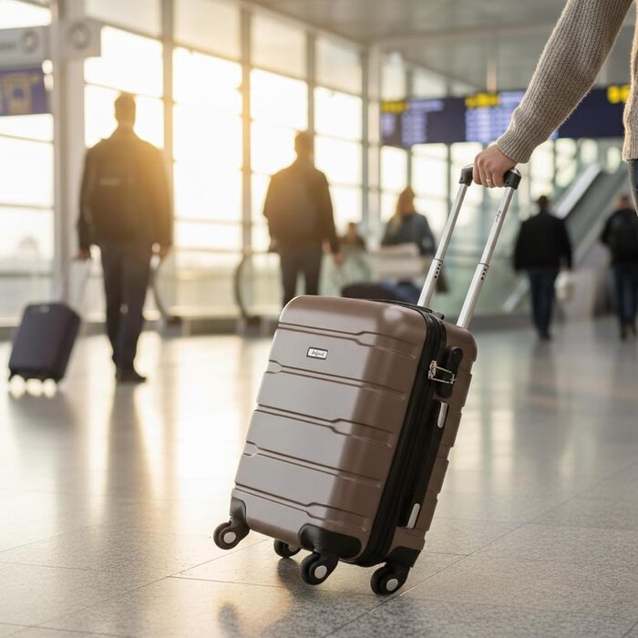 Набір валіз Zelsius 4 шт. з ABS, з кодовим замком, 4 колеса, внутрішній роздільник | Набір валіз з жорсткою оболонкою, великі валізи, багаж, ручна валіза (шампань, 3 шт.)