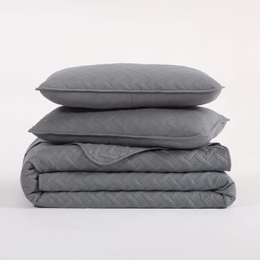 Комплект літньої постільної білизни Serta з ковдрою та наволочками, поліестер, сірий, лаймовий, King Size