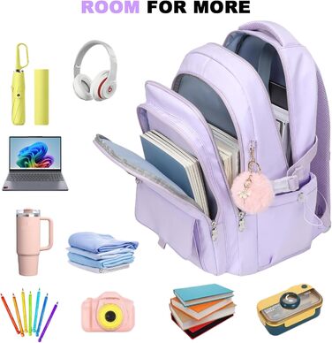Шкільний рюкзак для підлітків, дівчаток, 3-в-1 (рюкзак, ланчбокс, пенал) Violett, 15.6