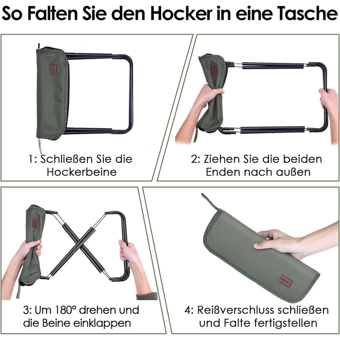 Складний туристичний стільчик MOONCY, 33x26,5x32 см, 120 кг, для кемпінгу, риболовлі, зеленого кольору