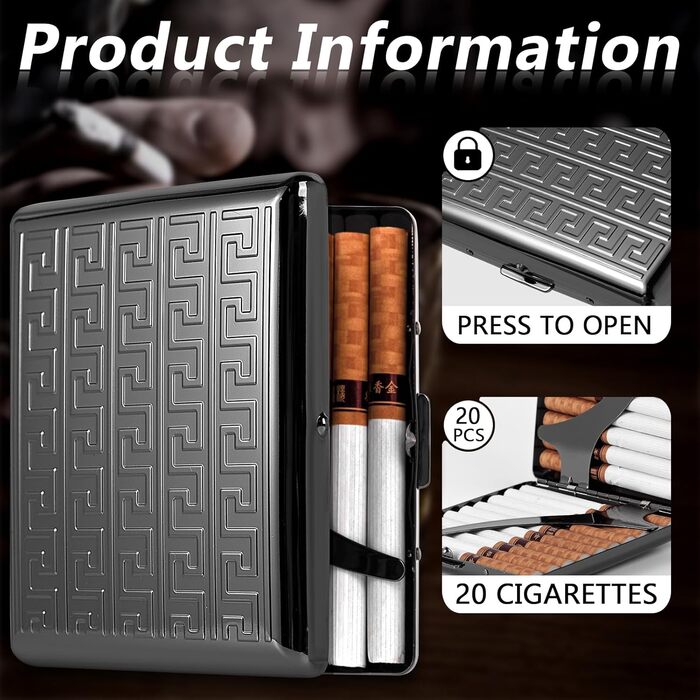 Металеве етоле для сигарет 84 мм, 3.34 дюйма, для King Size, 14 шт., захист RFID-картки (King Size 20 шт., Лабіринт Чорний)