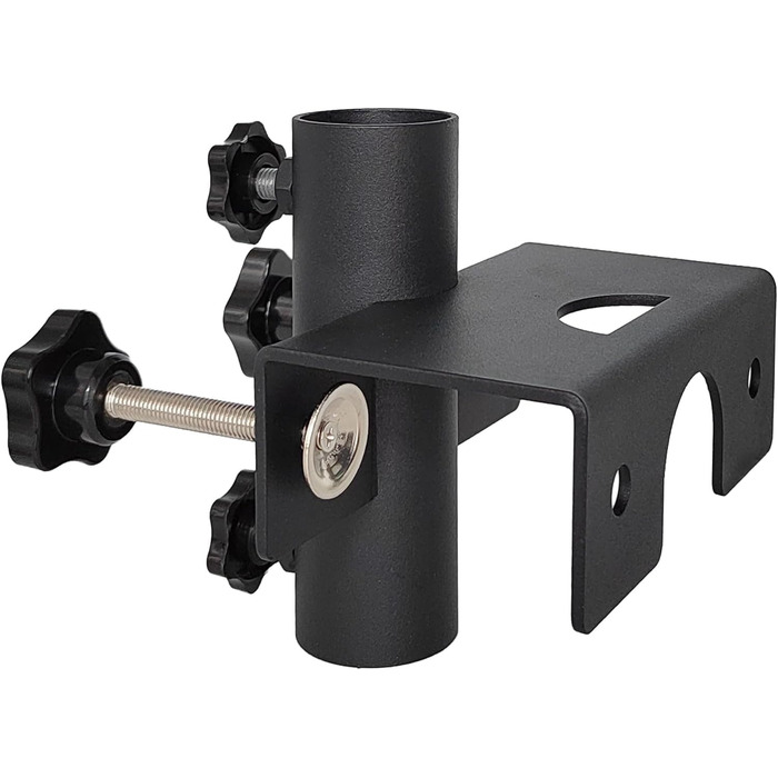 VANROUG Robust Balcony Umbrella Holder, Clamp, Garden Fence, Parasol, Terrace Decking, Clamping Range (20 mm - 63 mm), Umbrella Diameter (23 mm - 38 mm) (black)