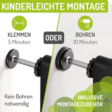 Захист від травм для дітей BOMI Miko: дерев'яні ворота для дверей, без свердління, кут 90°, ширина 63-71 см, чорний колір