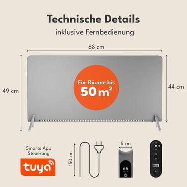 Конвектор LEBENLANG з Wi-Fi, 2000W: Економія енергії, дистанційне керування, настінний/підлоговий монтаж
