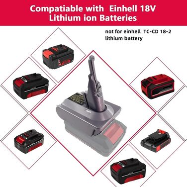 Адаптер для акумулятора Dyson V7 V8, MT18V7V8: перетворювач Makita 18V на Dyson 21.6V V7(SV11) V8(SV10) Fluffy Animal Trigger. Сумісний з акумуляторами Einhell.