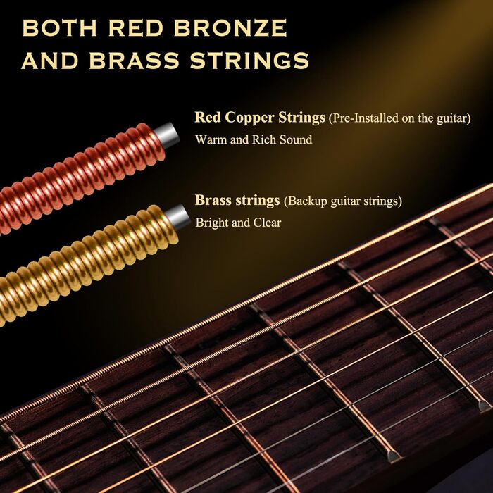 Акустична гітара CAHAYA Lindenholz CY0354: Комплект для початківців, дітей та дорослих, з чохлом, запасними струнами, каподастром, медіаторами та наклейками на лади