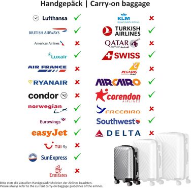 Набір валіз Zelsius 3 шт., чорний | ABS, з кодовим замком, подвійними колесами та внутрішнім роздільником | Ручна валіза, набір валіз, ролер, велика валіза, багаж