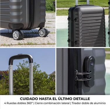 Набір валіз NEWTECK 4 шт. (75см, 63см, 53см, органайзер), ABS, жорсткий, сірий