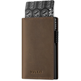 VULKIT Картхолдер Pop-Up RFID Захист Шкіряний Гаманець для 11 Карт та Грошей Crazy Horse Espresso