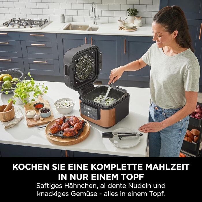 Ninja Speedi Multi Cooker, 5.7L, 10-in-1 Multi Cooker, Air Fryer Hot Air Fryer, Slow Cooker Slow Cooking, Grilling, Baking, Black & Copper ON400EUCP
