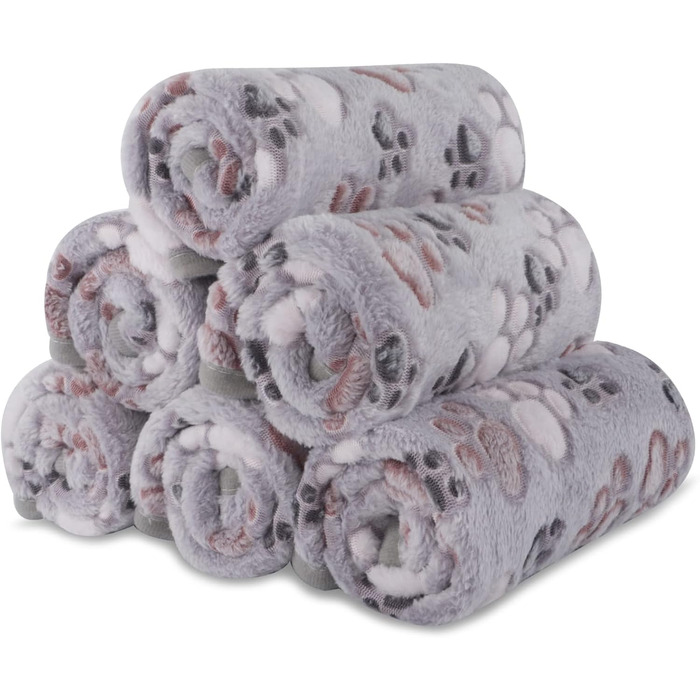 М'яка ковдра для собак та котів BVAGSS 6 шт. (60 x 40 см, сірий) - тепла флісова ковдра для маленьких та середніх тварин