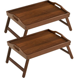 Набір з 2 столів-тачок Mxbamhyc Betttablett з бамбука: для сніданку, сервірування, з тримачем для телефону