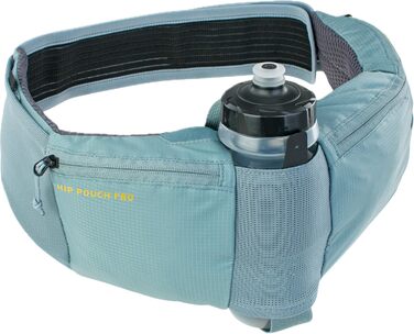 EVOC HIP POUCH PRO: Поясна сумка для велосипедних турів та трейлів (1,5л, пляшка 550мл, AIR PAD, 2 кишені) - Сталево-сірий