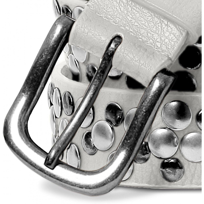 Жіночий вінтажний ремінь Caspar з пряжками, сірий світлий (90 см)