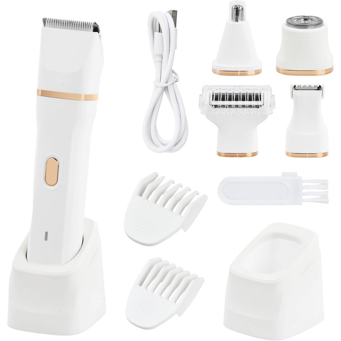 Електричний жіночий триммер 5-в-1 для тіла та обличчя, водонепроникний, USB-зарядка