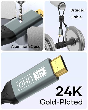 Кабель Micro HDMI - HDMI 2M, 4K@60Hz, підходить для Raspberry Pi, GoPro, камер, TV, моніторів, ноутбуків