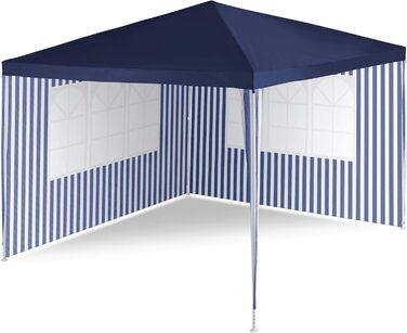 PE Pavilion Party Tent with 2 Side Panels for Garden, Terrace, Market, Camping, Festival as Shelter and Tarp, Waterproof 3 x 3 m blue