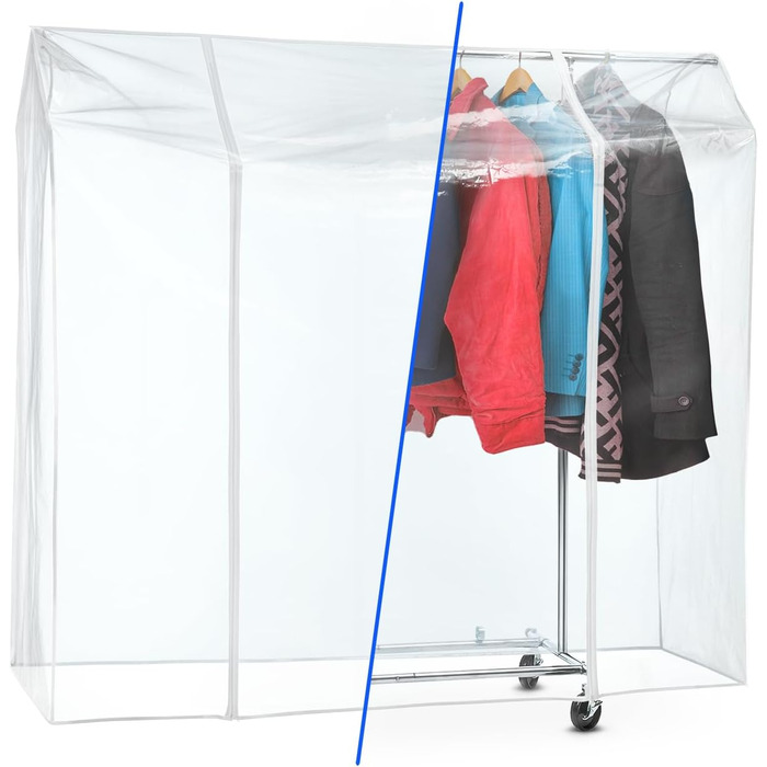 Tatkraft BIG Garment Rack Cover, Clothes Rack Cover, Plastic, Transparent, 2 Zippers, Extra Wide, cm (L130)