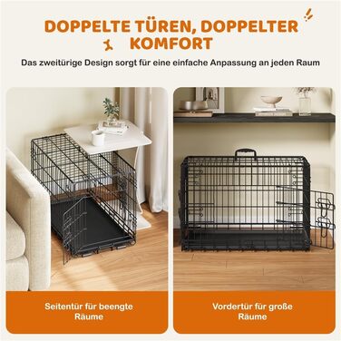 Клітка для собак Yaheetech 90x56x63 см, розкладний вольєр з перегородкою, 2 двері, чорна, для дому та транспортування