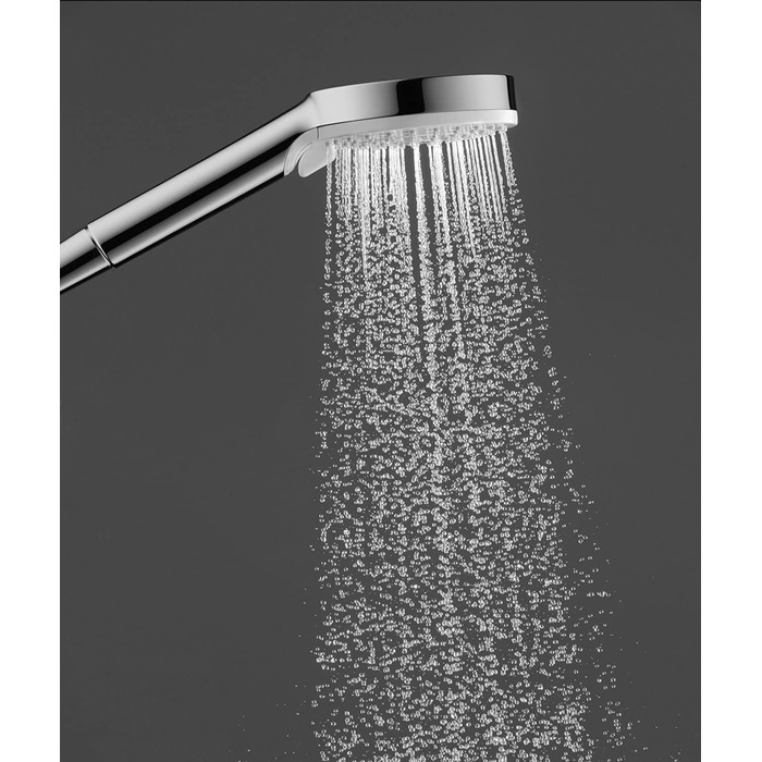 Душова лійка Hansgrohe Crometta EcoSmart - Економна модель, 6 л/хв, ручна, 2 струмені, діаметр 100 мм, з антинакипним покриттям, білий/хром