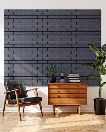 Самоклеючі акустичні панелі для шумоізоляції стін, звукопоглинаючі плити-цеглини високої щільності для декору та звукозахисту, 30x30x0.9 см, темно-сірі (12 шт)