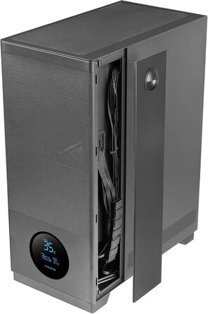 Корпус ПК Tacens SAGITTA20 з LED-дисплеєм, 3 вентилятори 120мм, скло, сітка, USB-C, чорний