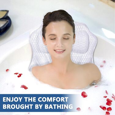 Підголовник для ванни MOYKSRR з 6 присосками та дихаючою сіткою 4D Air Mesh, для комфортного відпочинку у ванні