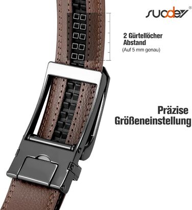 Чоловічий шкіряний ремінь SUOSDEY з автоматичною пряжкою, без отворів, 30 мм, 115 см (A-brown)