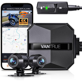 Мотоциклетний відеореєстратор VANTRUE F1 4K + 1080P (передній та задній), нічна зйомка STARVIS