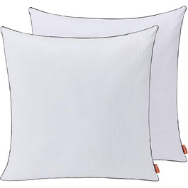 Подушка Sweetnight 80x80 см, 2 шт, 1300 г, мікрофібра, м'яка ортопедична подушка для сну, дихаючий чохол з бавовни, сертифікат OEKO-TEX, біла, для всіх позицій сну, смугастий дизайн
