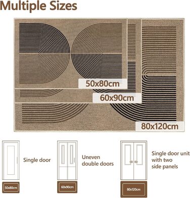Килимок для дому та вулиці 50x80 см, джутовий, з антиковзаючим покриттям, для входу, балкону (Чорно-коричневий)
