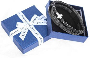 Чоловічий шкіряний браслет з хрестом, розарій, чорний/коричневий, аксесуар для чоловіків та хлопців