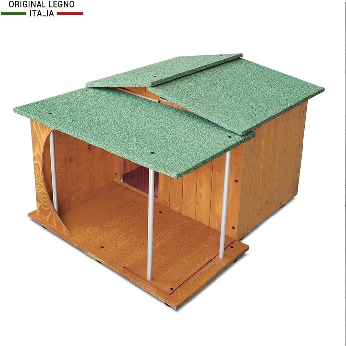 Будка для собак Legno Oasi E з верандою, з масивного дерева, для німецької доги, 121x133xH87 см