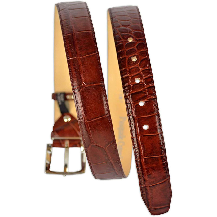 Чоловічий шкіряний ремінь Pasquale Cutarelli з крокодиловим візерунком, колір бургундський