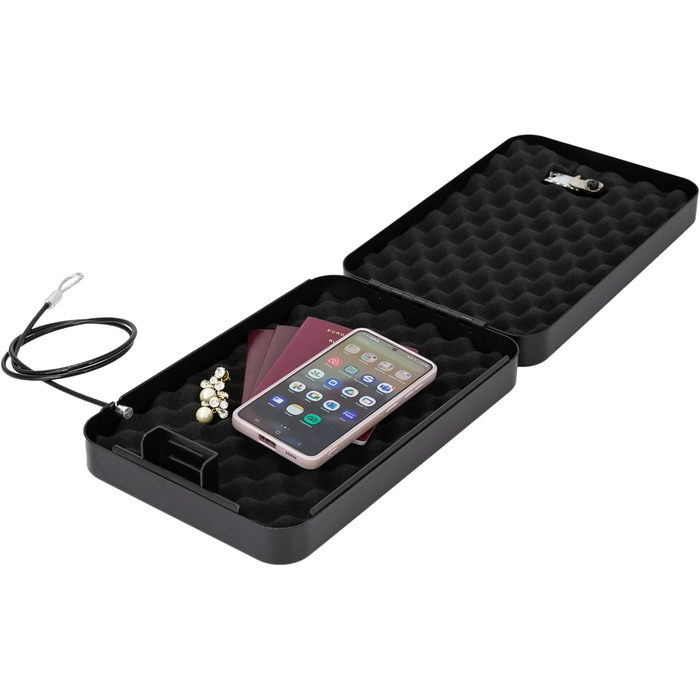 Сейф з кодовим замком HMF 316-02 | Переносний сейф, захисний бокс | 29 x 19 x 6,5 см, чорний