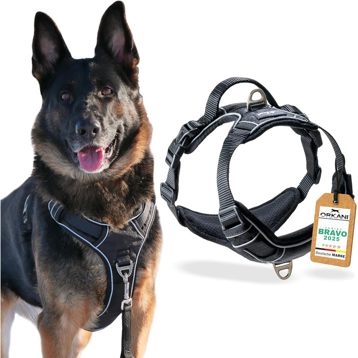 Шлейка для собак ORKANI Bravo 2025 - преміум, не тягне, з безпечним замком, дихаюча, м'яка, для маленьких, середніх та великих собак (S)
