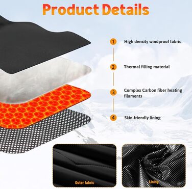 Обогріваючий жилет для чоловіків та жінок, жилетка з 9 зонами обігріву, 3 режими температури, унісекс, для зимових видів спорту, хайкінгу та активного відпочинку, XL
