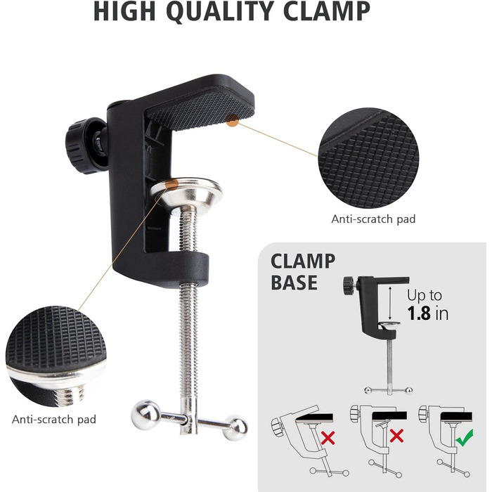 Підставка для мікрофона SUNMON для HyperX QuadCast та інших моделей, регульована, з адаптером 3/8' - 5/8', комплект з пінопластовим захистом