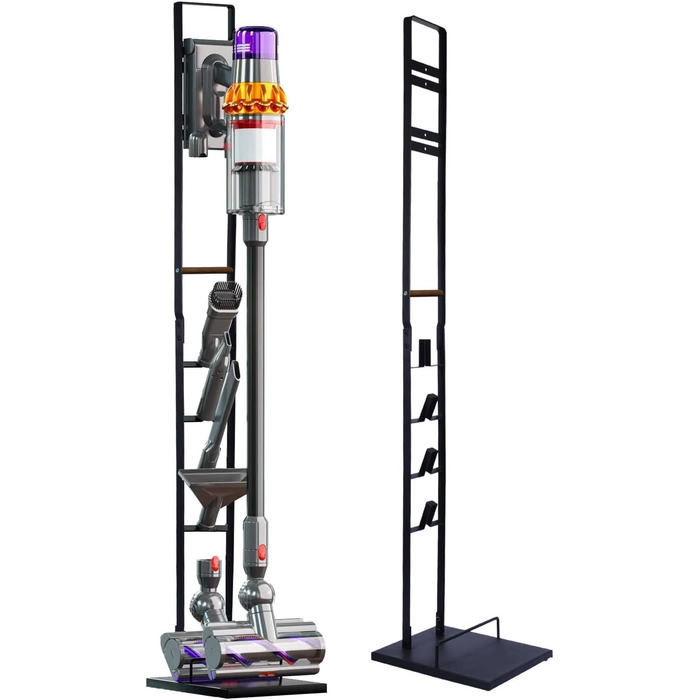Підставка для пилососів Dyson – органайзер та кріплення для Dyson Gen5, V15s, V15, V12 Slim, V11, V10, V8, V7, V6, DC30, DC35. Чорний колір з дерев'яною ручкою